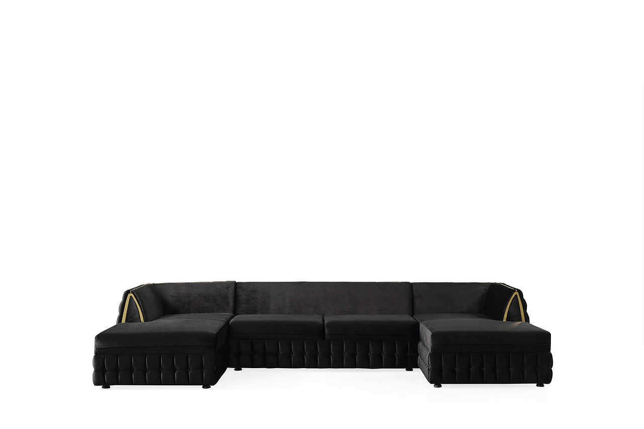 Sicilya Black Sectional sofa wide angle main view