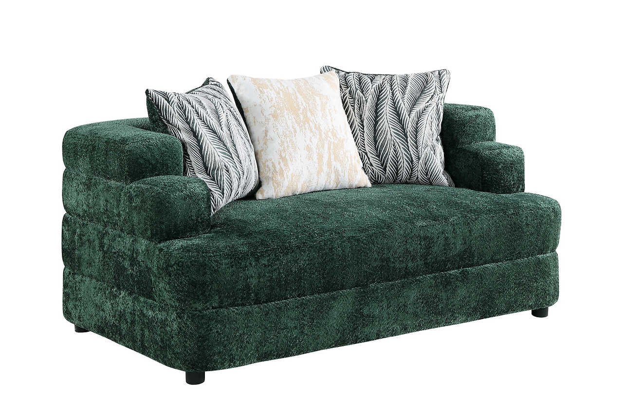 main view of sofa in Stepso Green Boucle set
