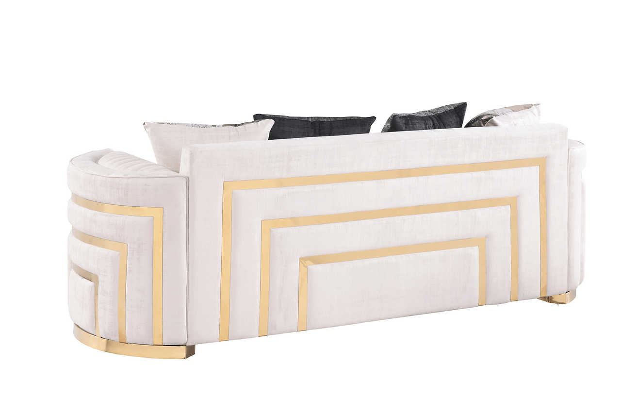 Another main view of Minerva Cream Velvet Living Room Set