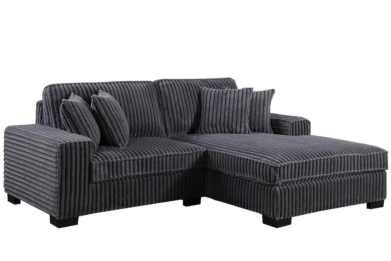 Side view of Comfy II Grey 2-Piece Sectional Sofa