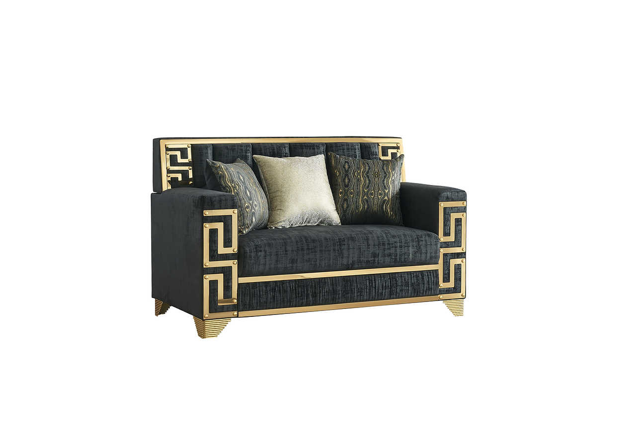 Hira Black Chair angled view with lighting