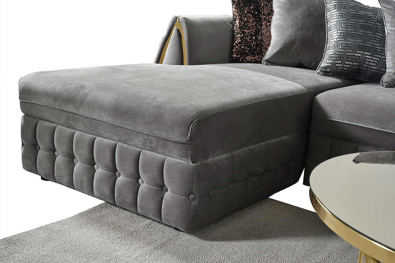 close detail of Sicilya Grey Sectional sofa stitching