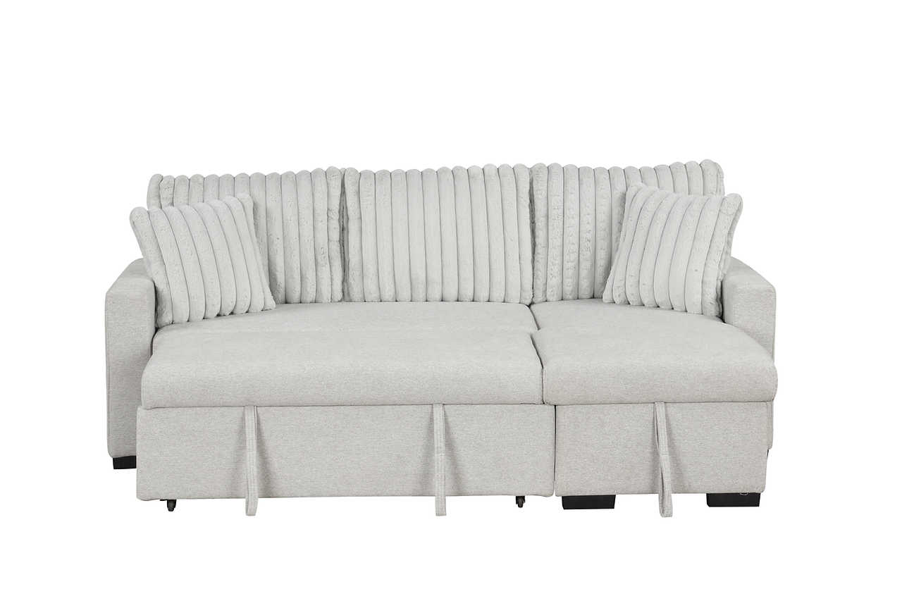 angled front view of Nori gray sectional sofa