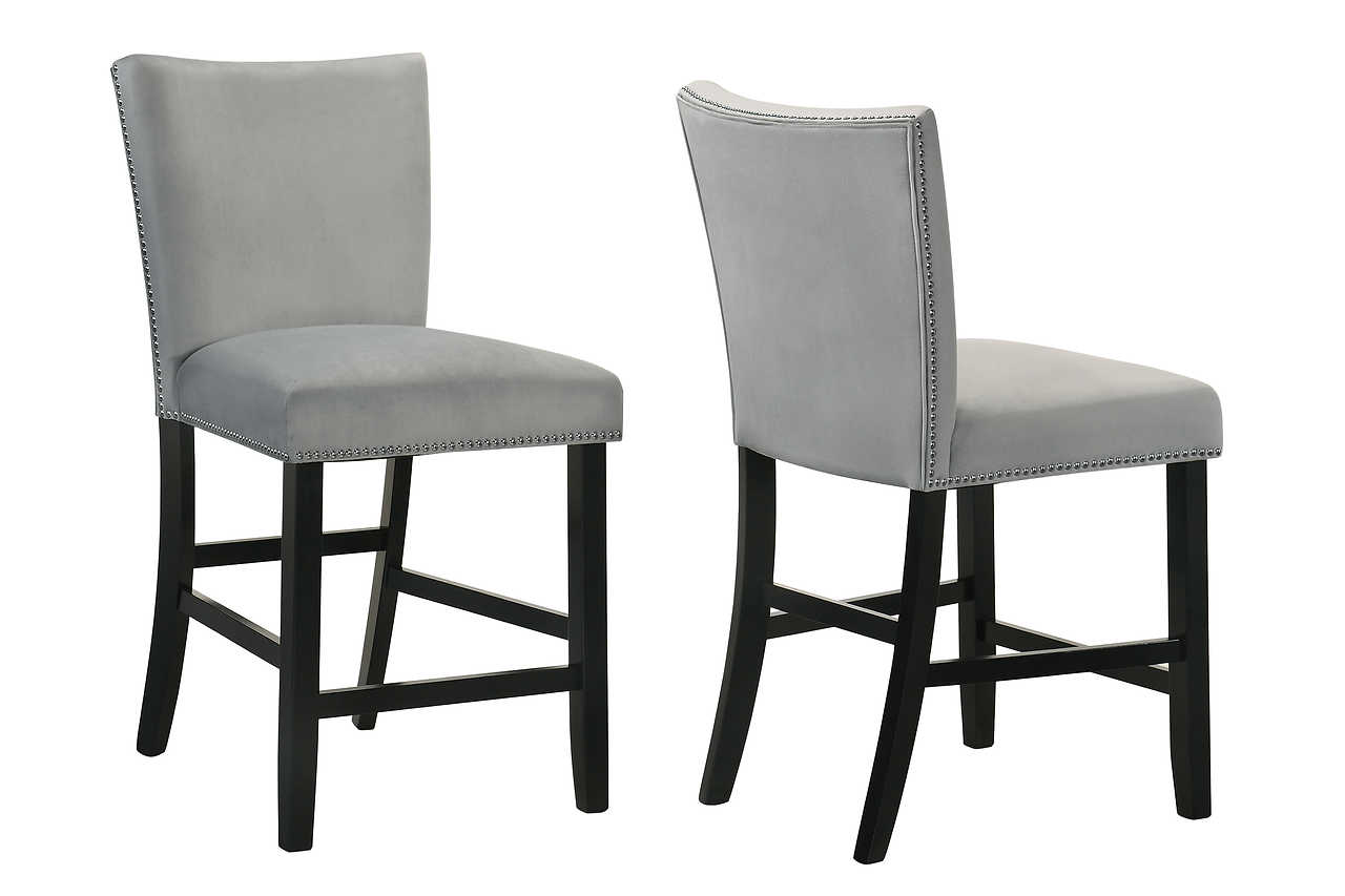 Side angle of Valentino gray marble top counter height dining set