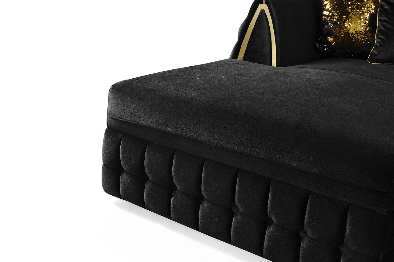 Main frontal view of Sicilya Black Sectional sofa