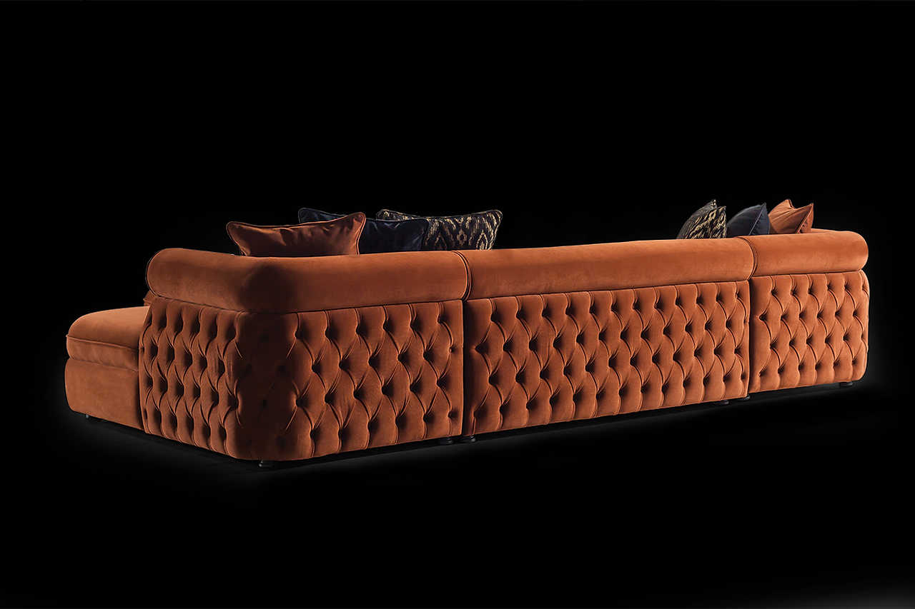 Brooklyn Orange Sectional sofa side close-up