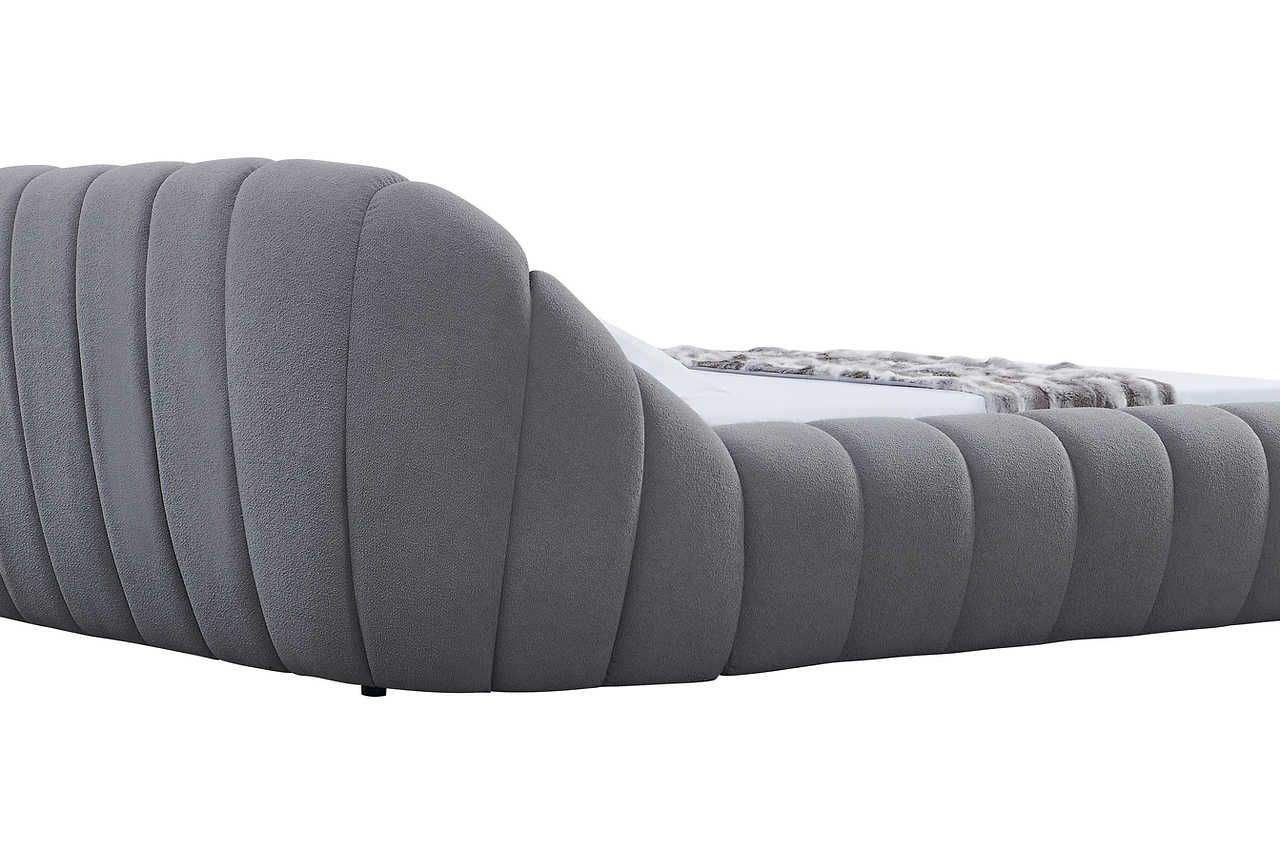 Bubbles upholstered king bed headboard detail