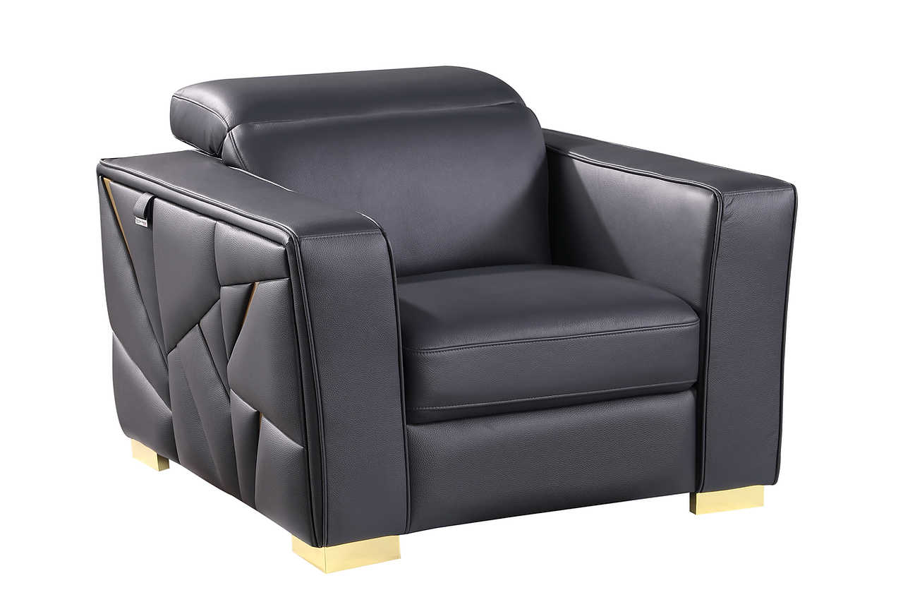 Astra Dark Navy Leather Living Room Set