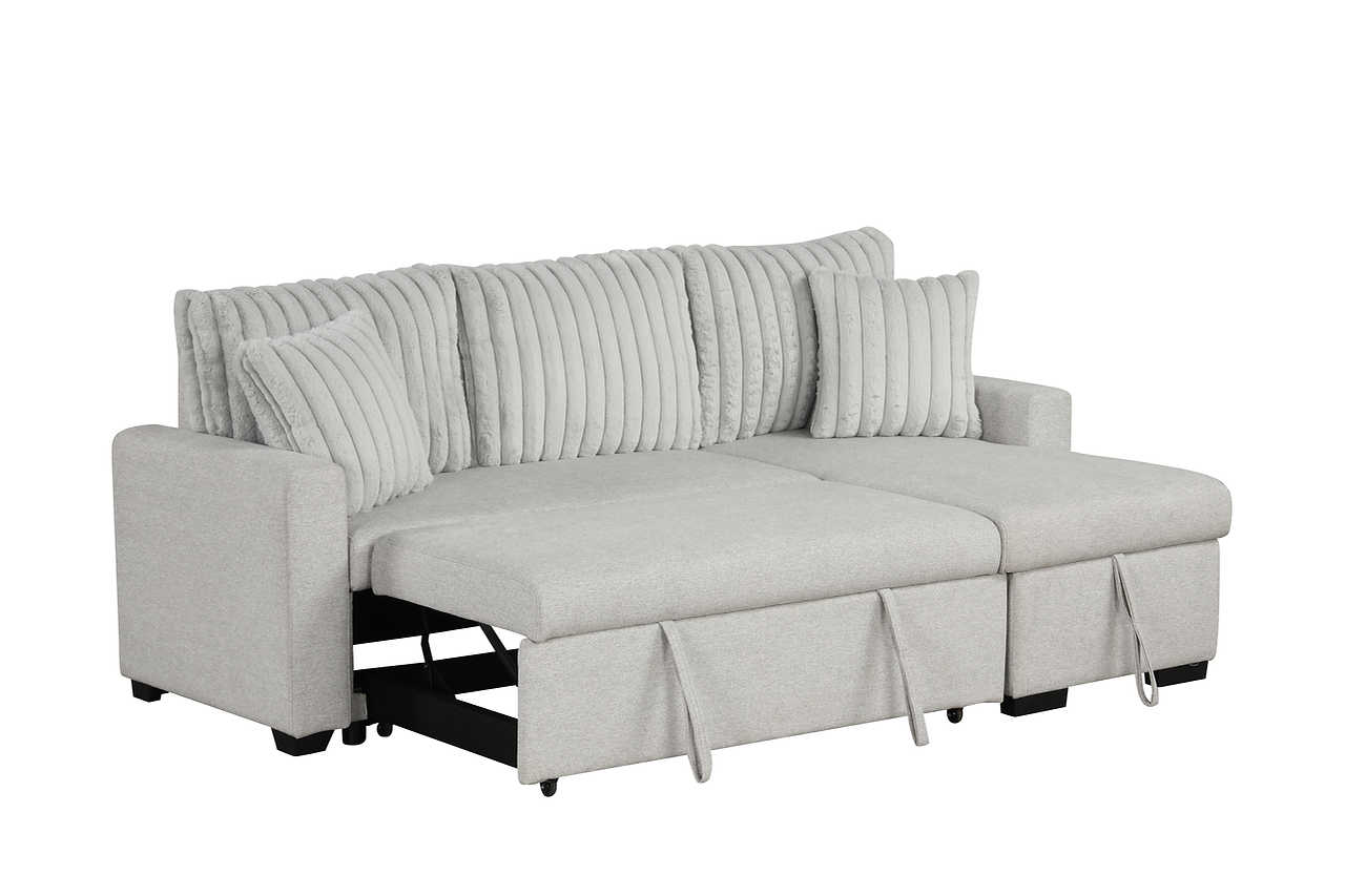 close-up of upholstery detail on Nori sectional sofa