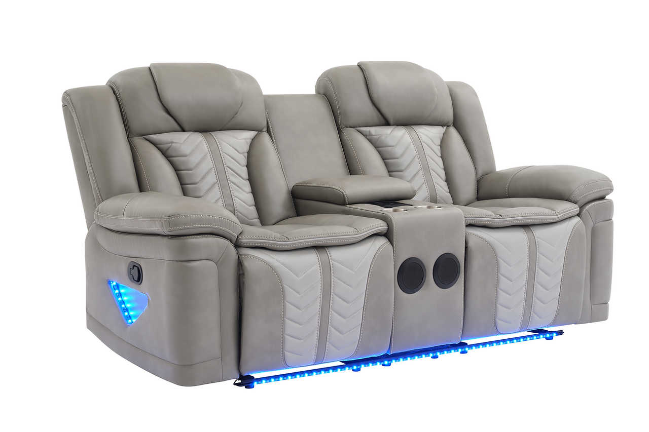 Air leather upholstery texture on Innova Grey sofa
