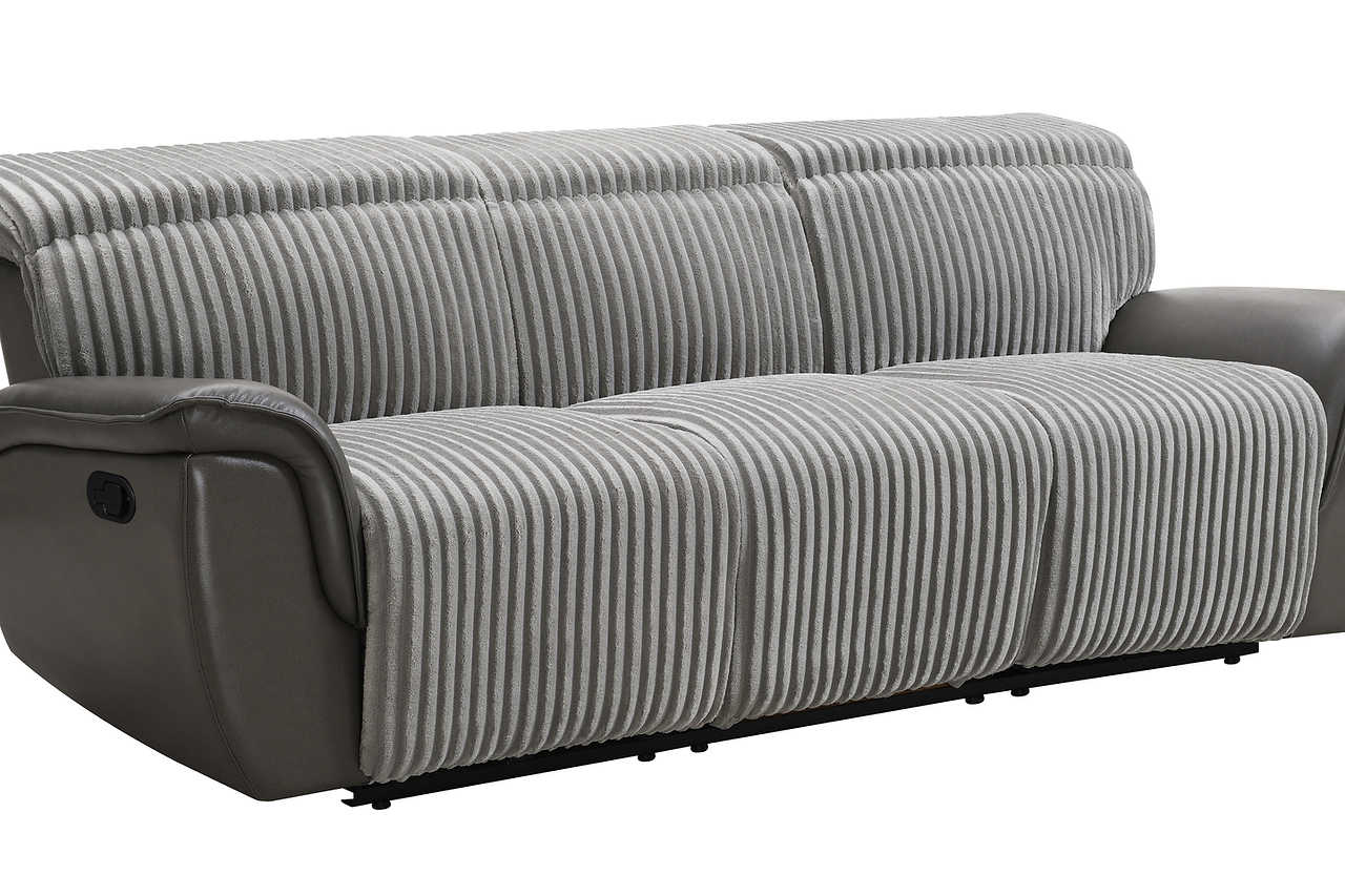 Closeup of grey thick stripe fabric upholstery
