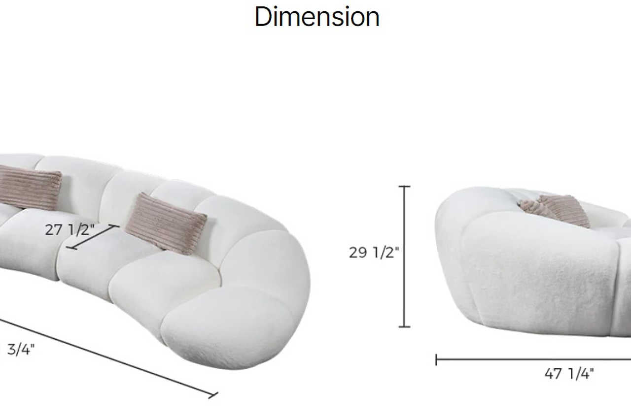 Fabric texture detail of Big Cloud white soft fur sectional