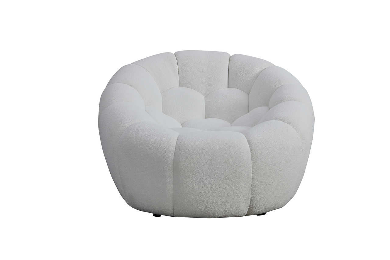 Bubbles White Boucle chair fabric detail