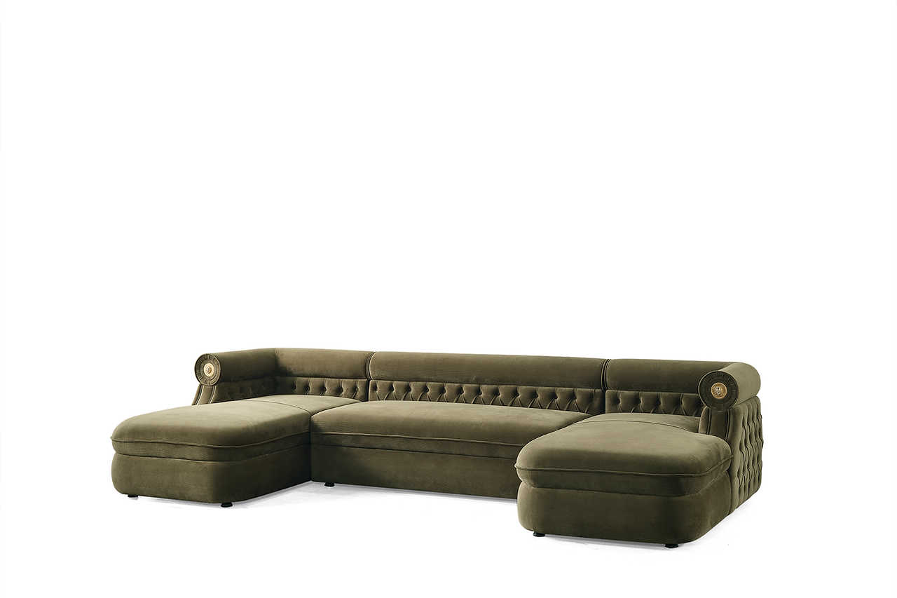 Brooklyn Green Sectional Sofa detailed view