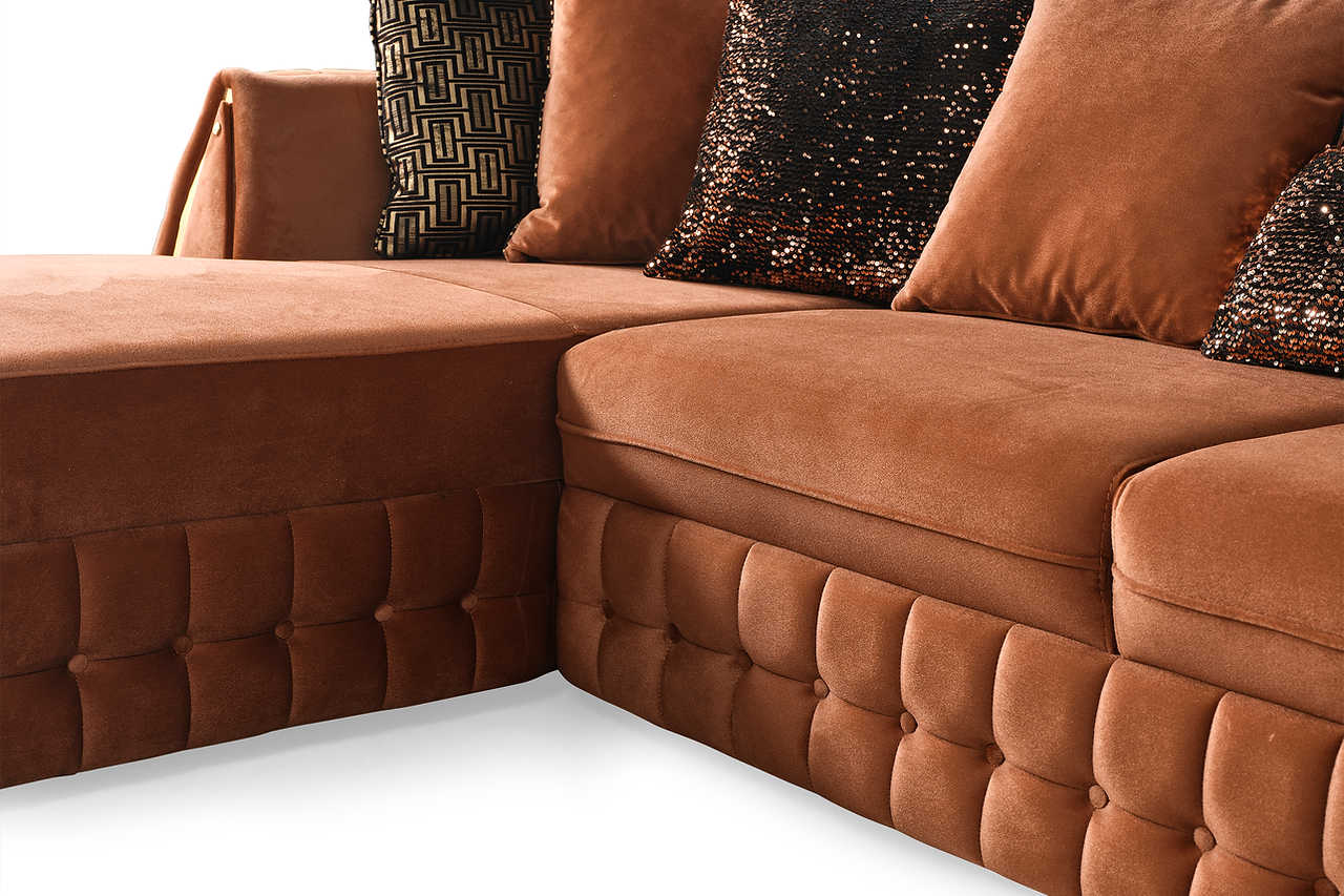Room view showcasing Sicilya Rust Orange Sectional Sofa
