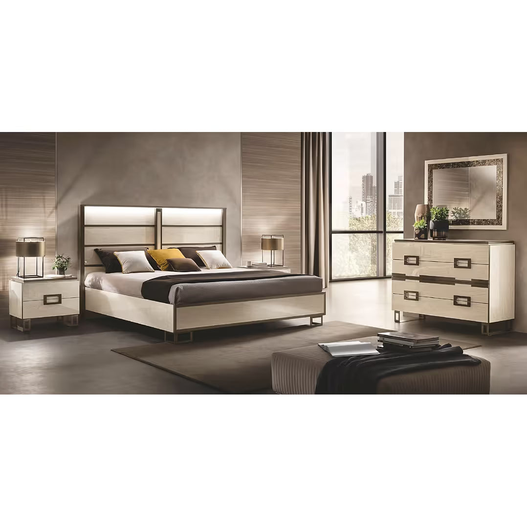 Poesia High Gloss Italian Bedroom Set with LED Bed from Decor Furniture