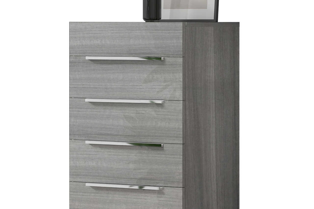 Premium Collection grey nightstand in bedroom setting