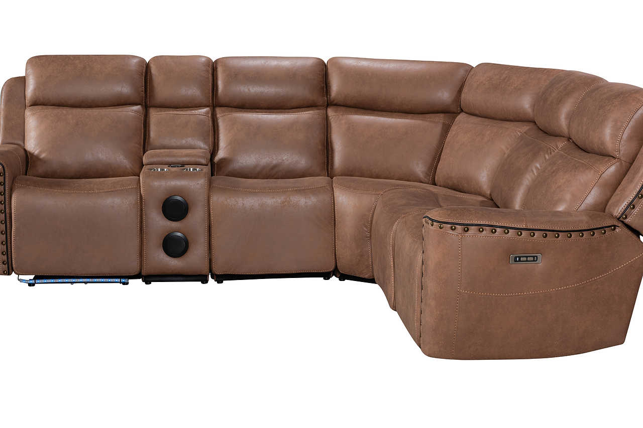 LED illuminated recliner control panel on Romi sectional