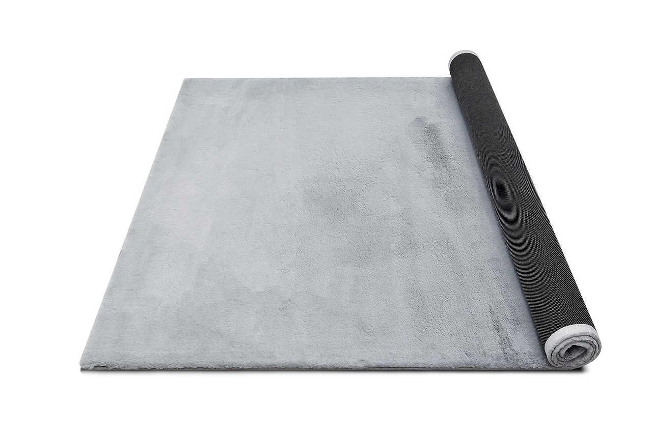 Rabbit Solid Silver art silk shine rug, close-up texture