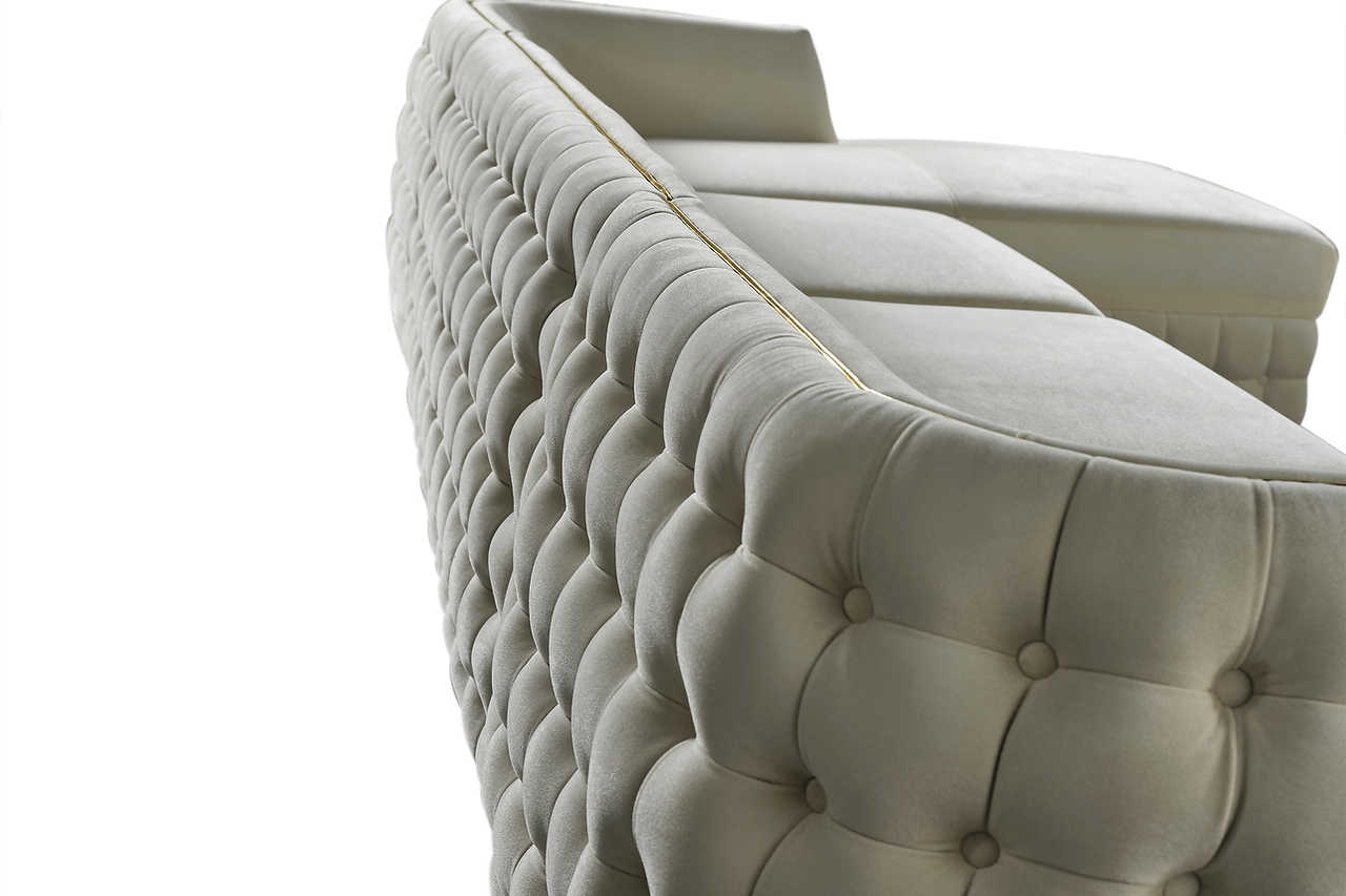 Close-up detail of Sicilya Off White Sectional sofa fabric texture