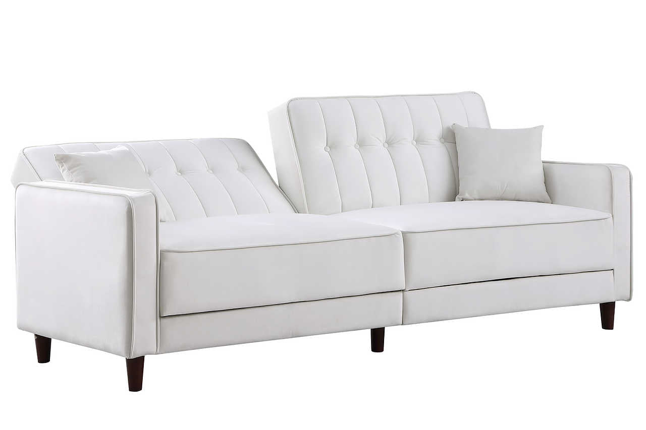Bedroom setting with cream sofa loveseat bed
