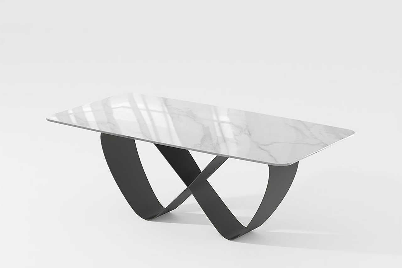 Amara dining table displayed in modern dining room setup