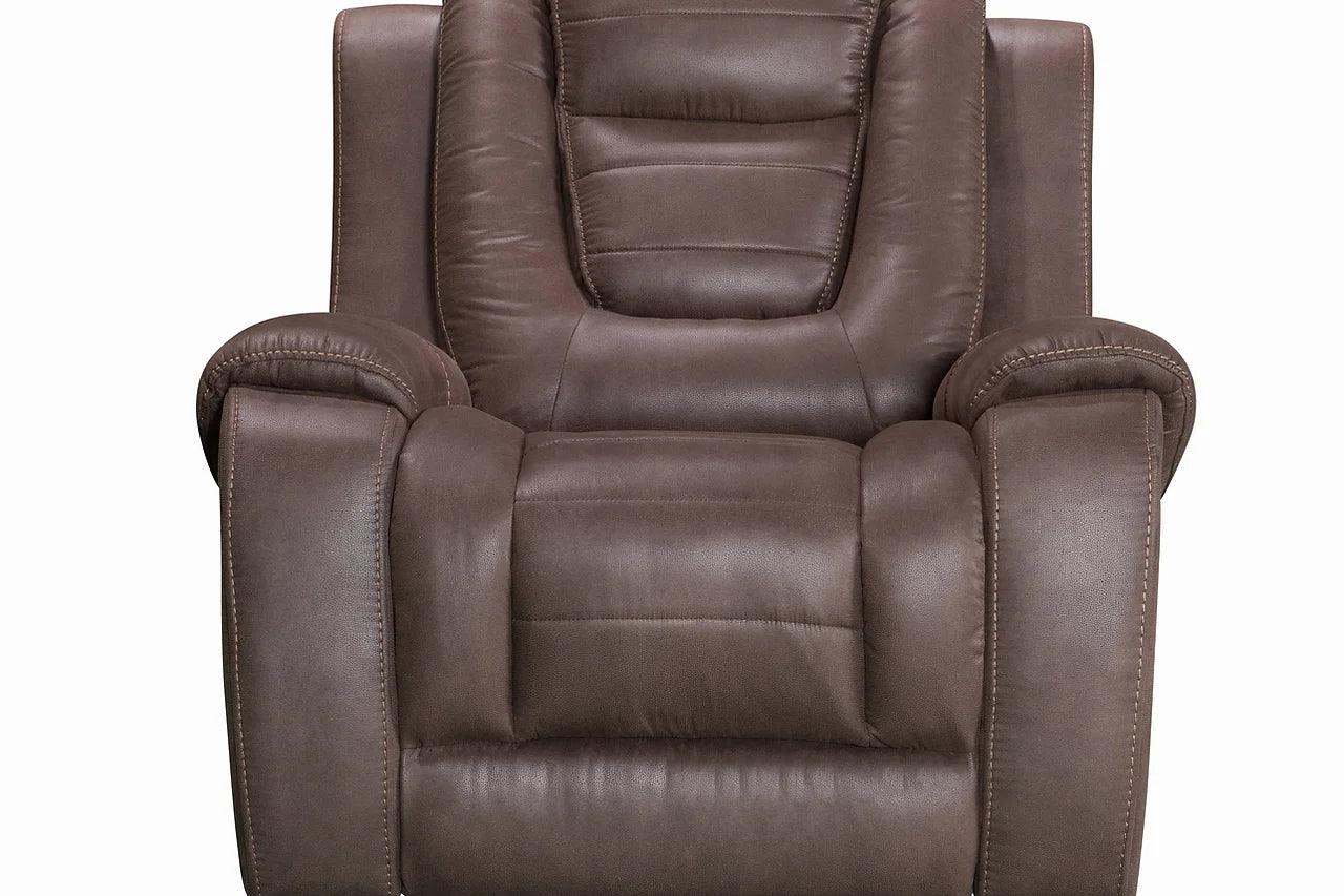 Galaxy Reclining Sofa showing plush cushioning and sleek metal legs