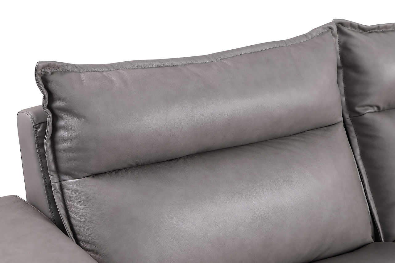 Back view of Sierra gray leather reclining sectional