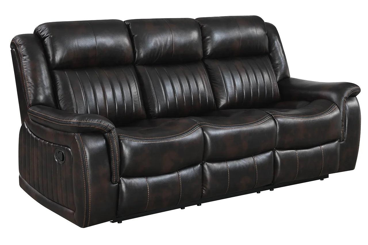 Lavon Brown brown faux leather upholstered reclining recliner side view