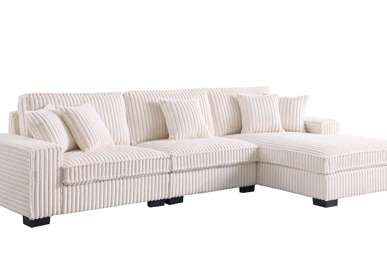 Close-up detail of Comfy II Cream sectional sofa upholstery