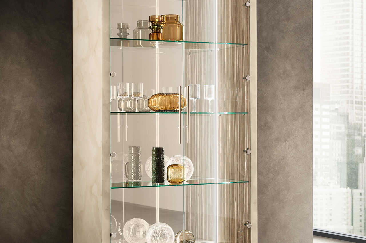 Decorative design elements on Luce Collection buffet front