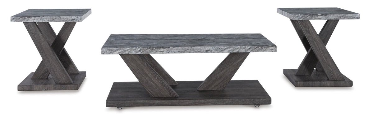 Weathered Gray Faux Marble 3-Piece Coffee Table Set — product image 2