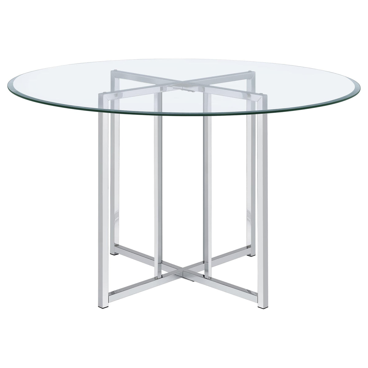 Pace 48-inch Round Glass Top Dining Table Chrome — product image 2