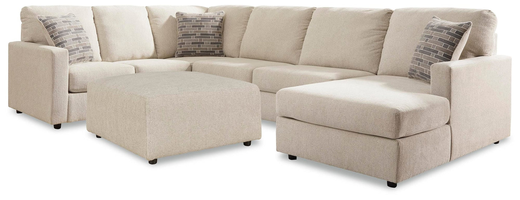 Edenfield Linen 3-Piece Sectional with Ottoman - image 3
