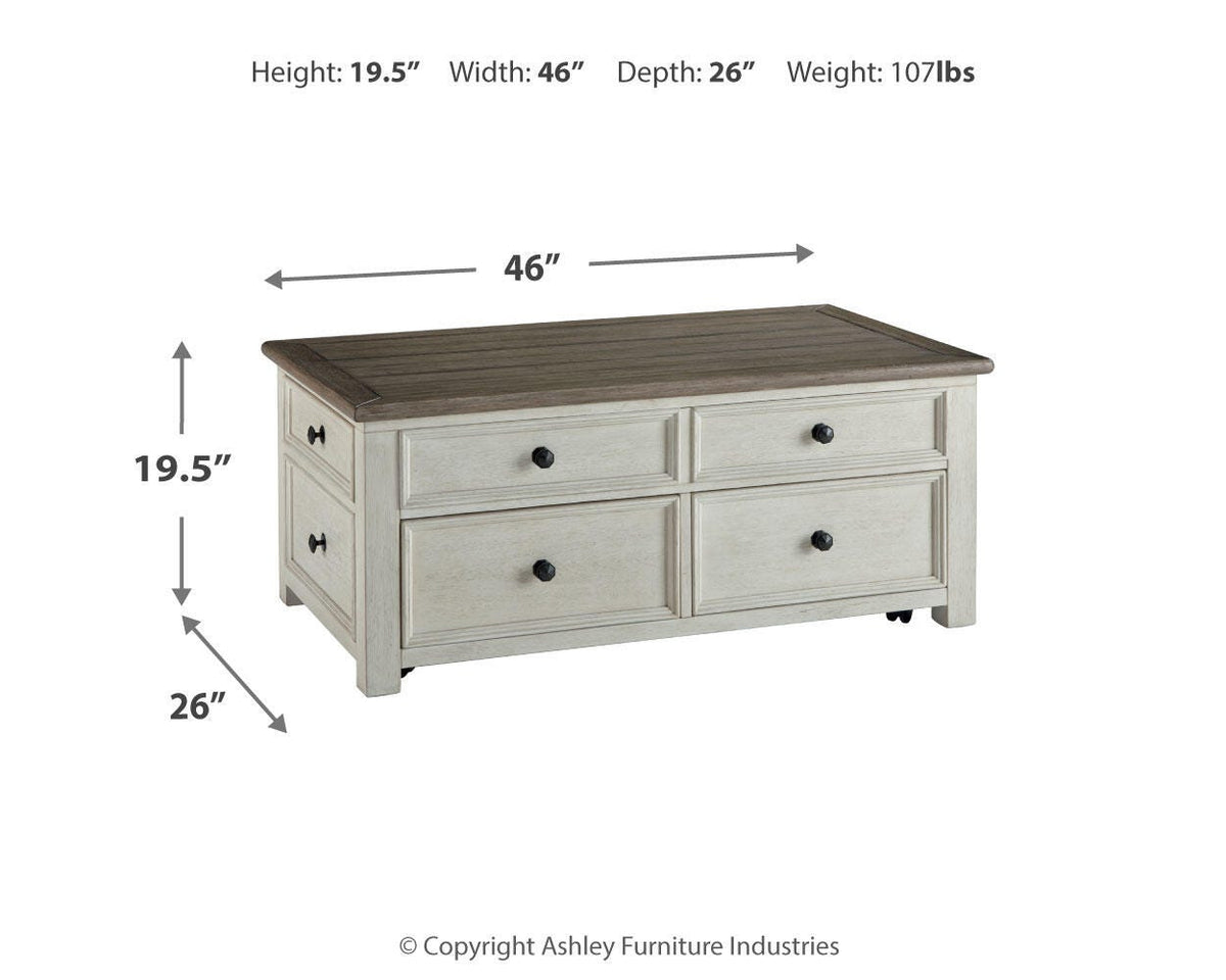 Bolanburg Two-Tone Coffee Table and 1 End Table Set — dimension illustration