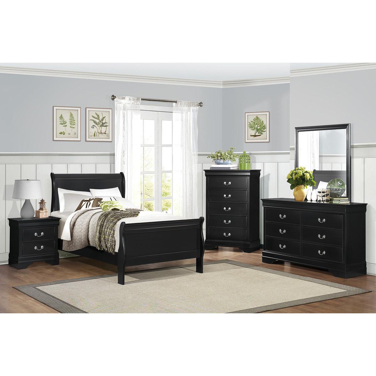 Mayville Black Modern Traditional Okume Veneer, Wood And Engineered Wood Youth Twin Sleigh Bed - Ella Furniture