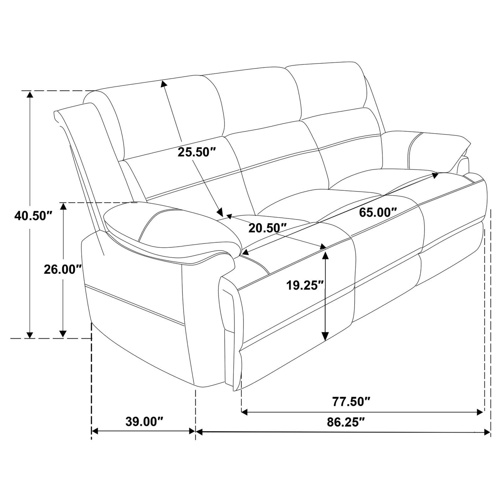 Detail of upholstery stitching and padded arm on Ellington set