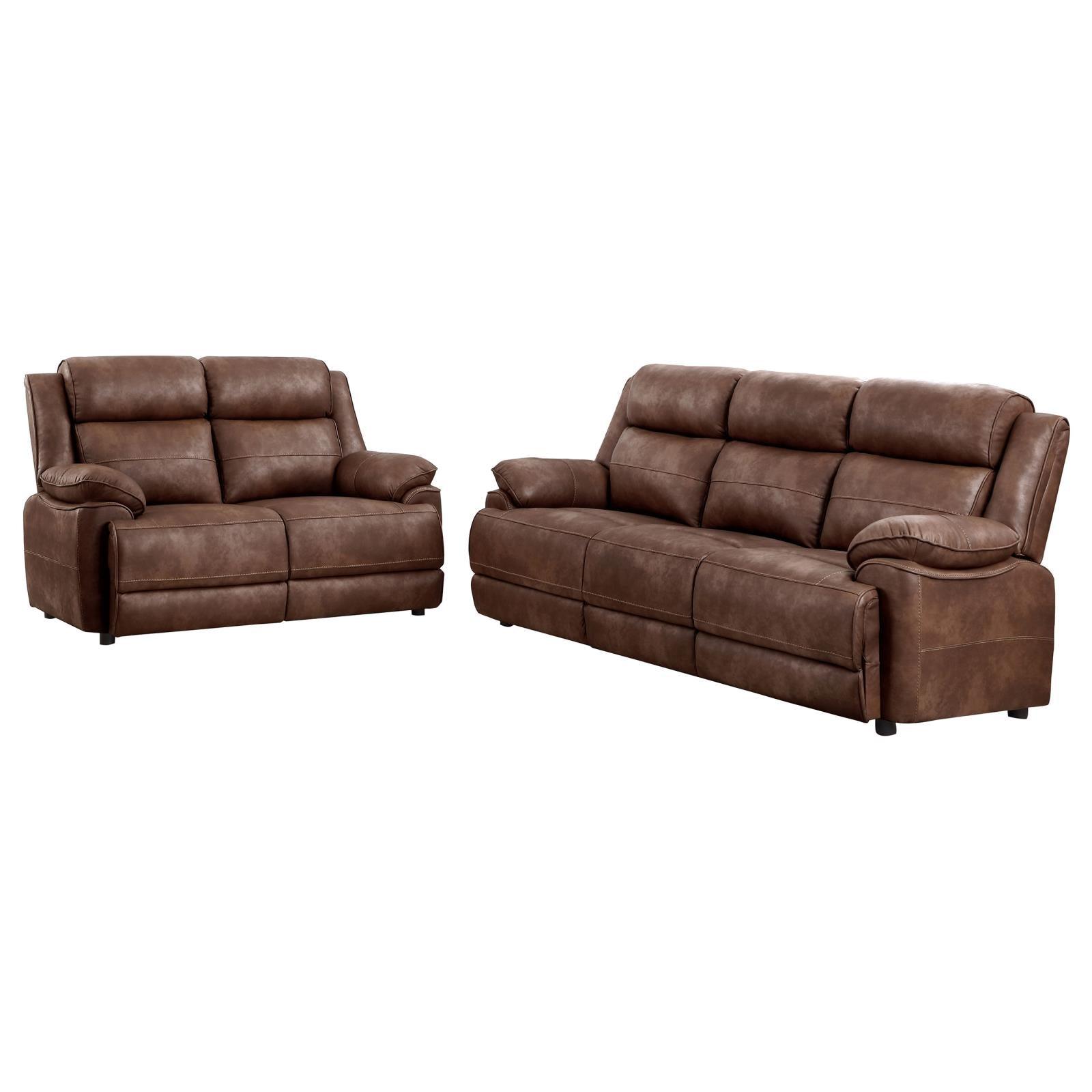 Side view of Ellington sofa and loveseat, dark brown upholstery