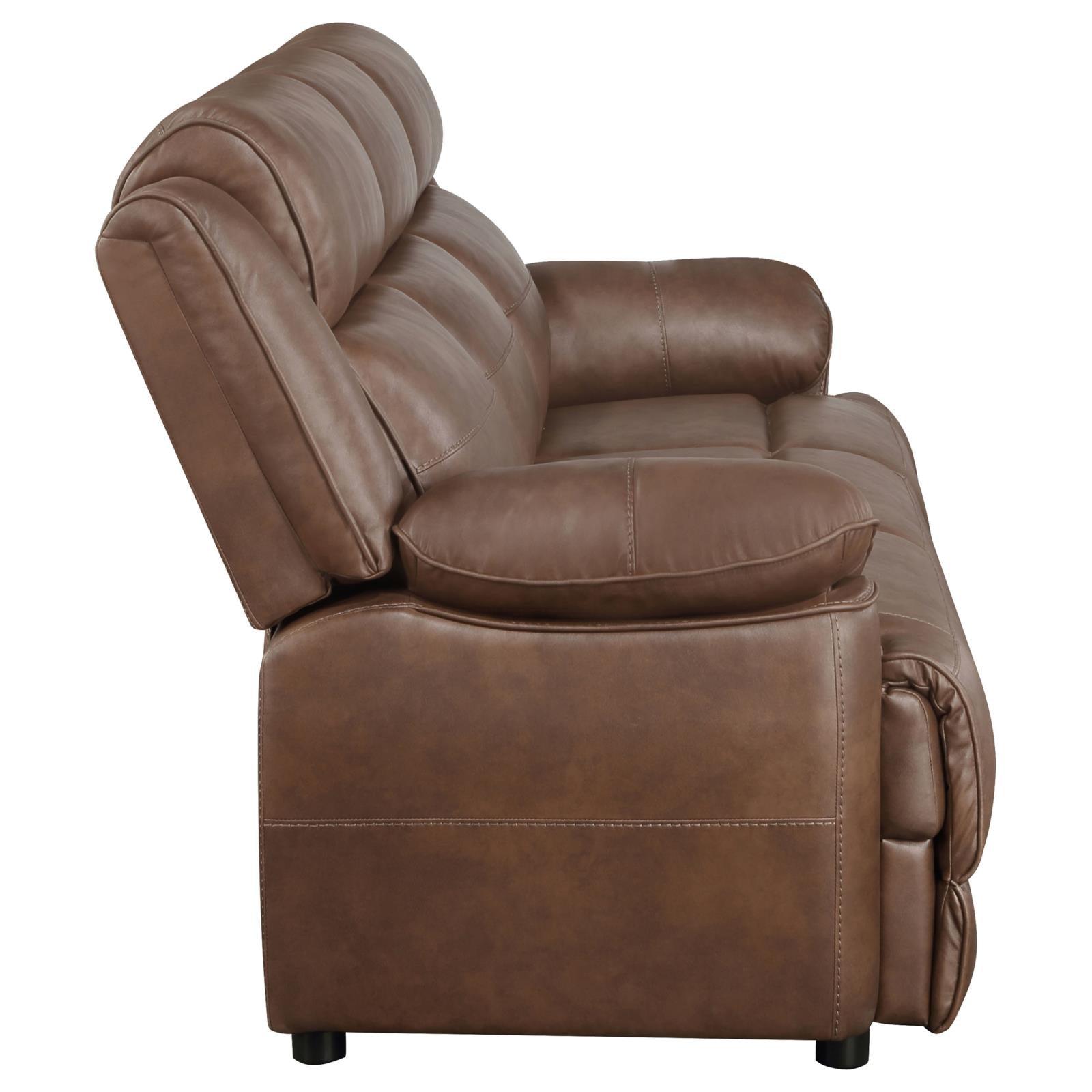 Detailed view of sofa arm and fabric finish on Ellington set