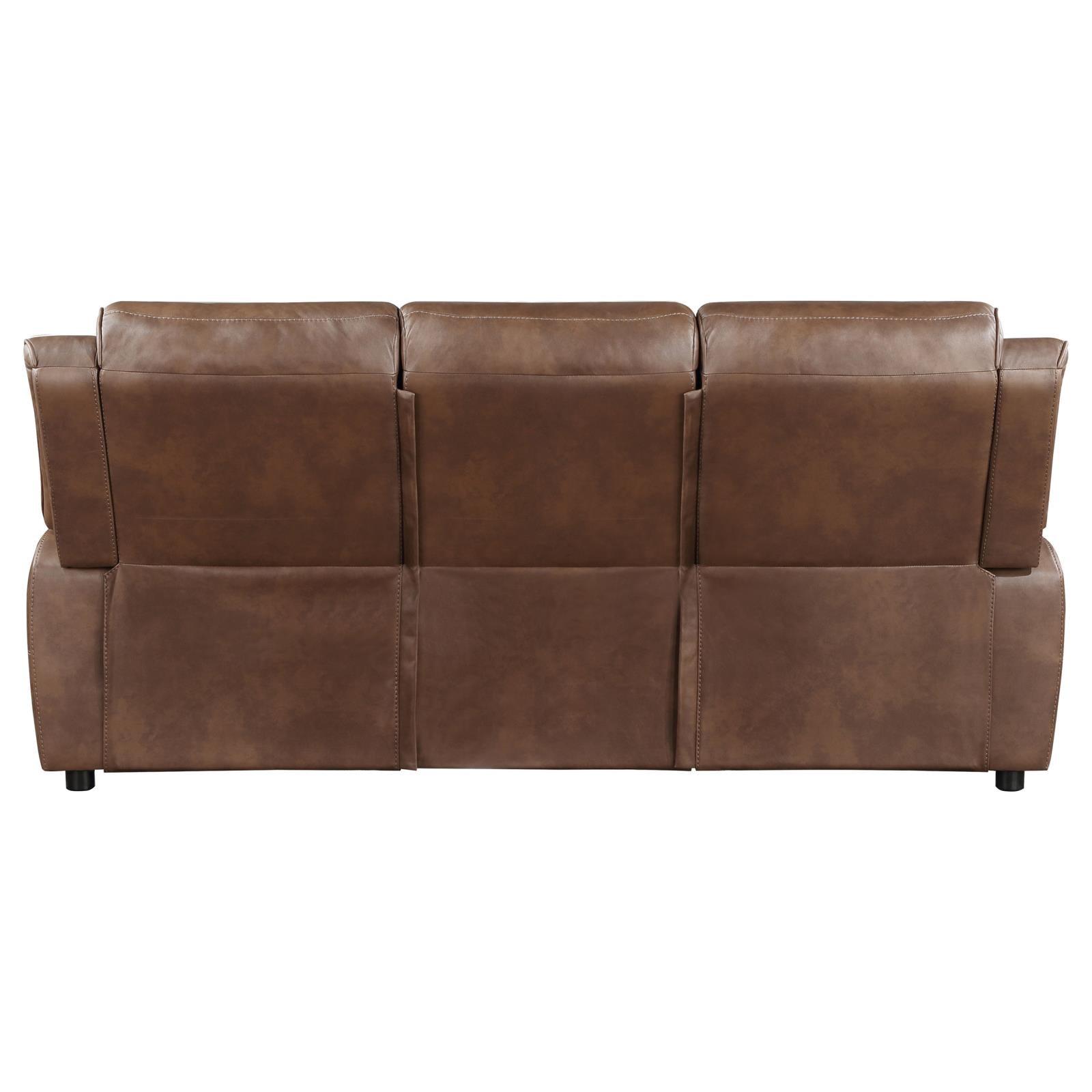 Detailed view of sofa arm padding and upholstery