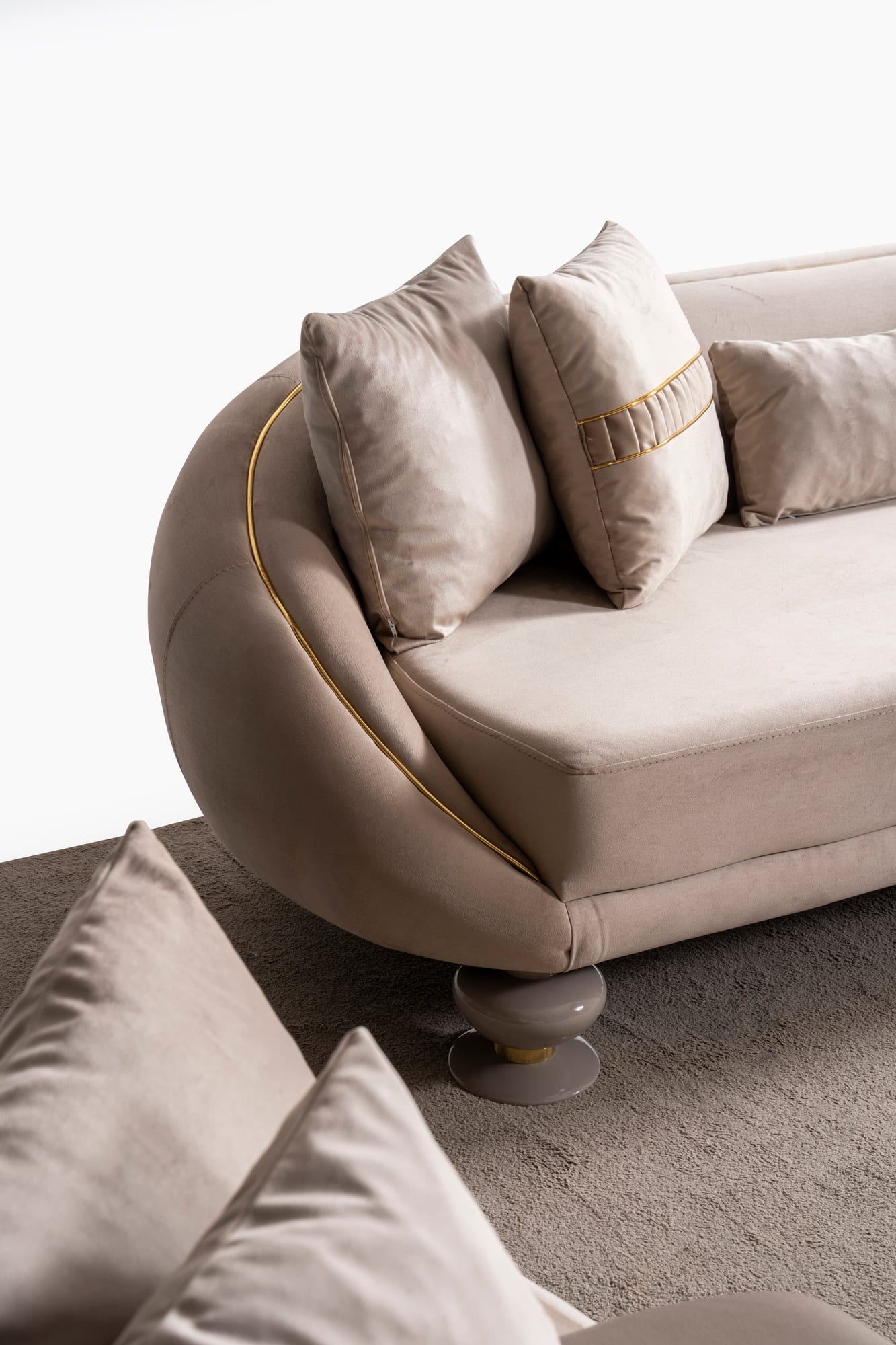 Elysium Sofa, Loveseat, and Chair Set with Sculptural Curved Silhouettes view 13