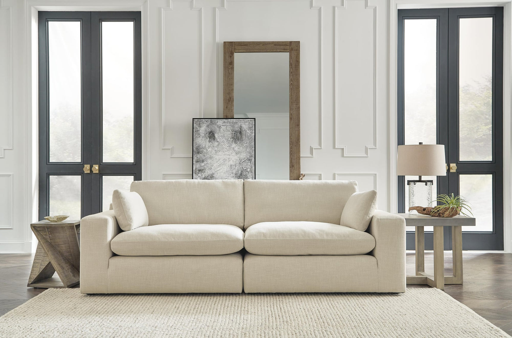 Elyza Linen 2-Piece Sectional with Ottoman - image 1