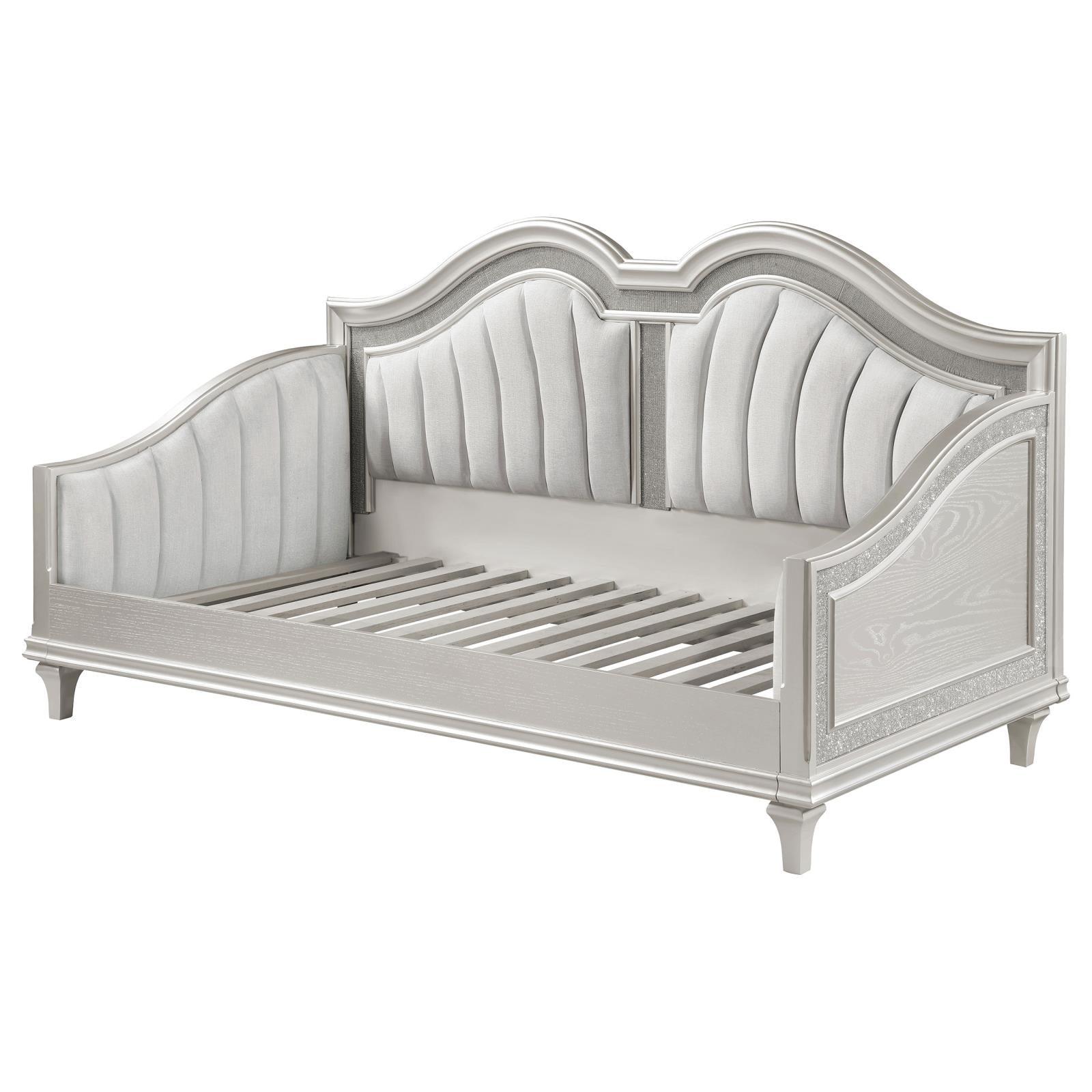 Evangeline daybed angled shot featuring fabric and trim