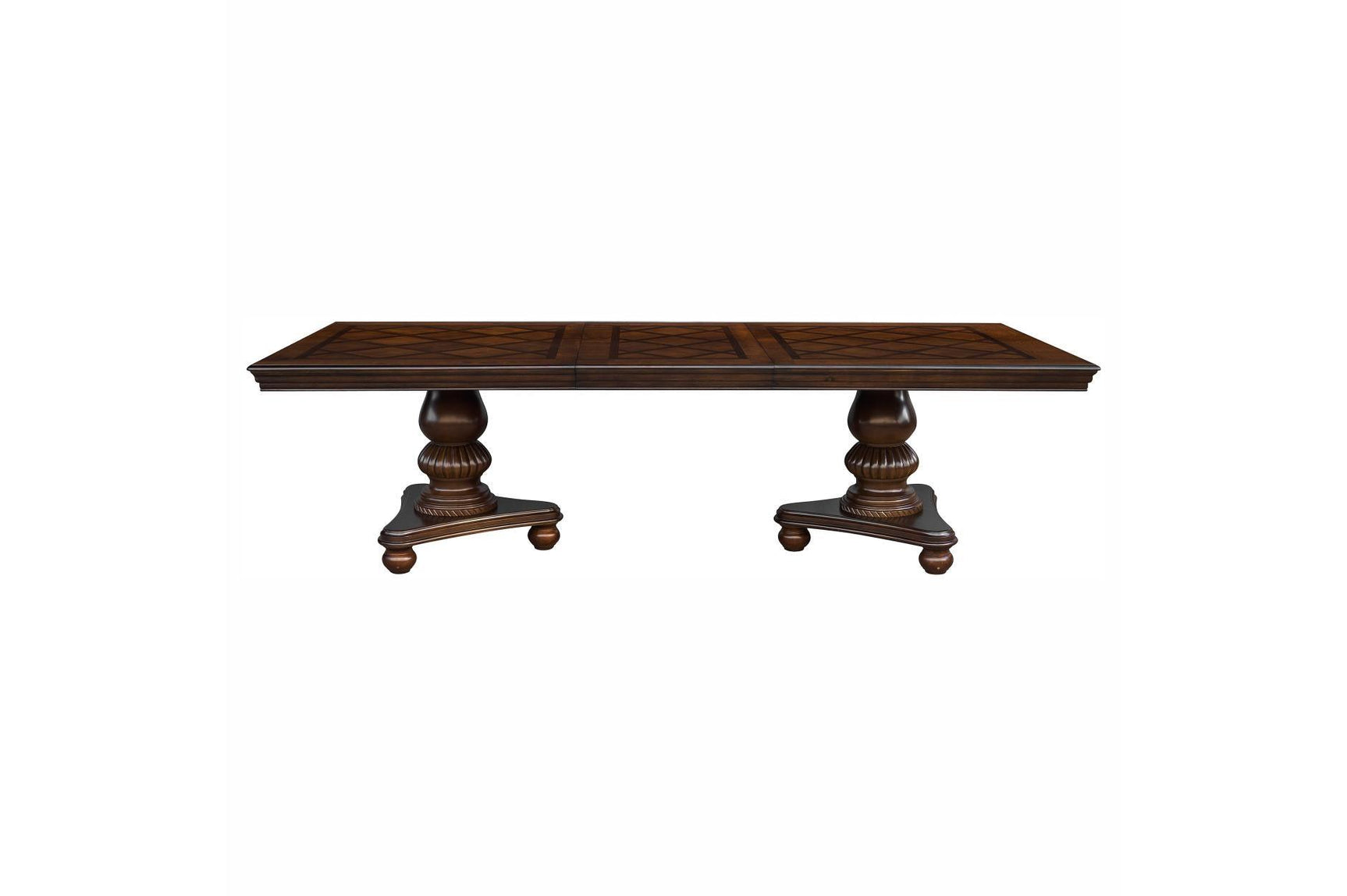 detail view of faux leather upholstered seats on Lordsburg Brown Cherry Dining Room Set