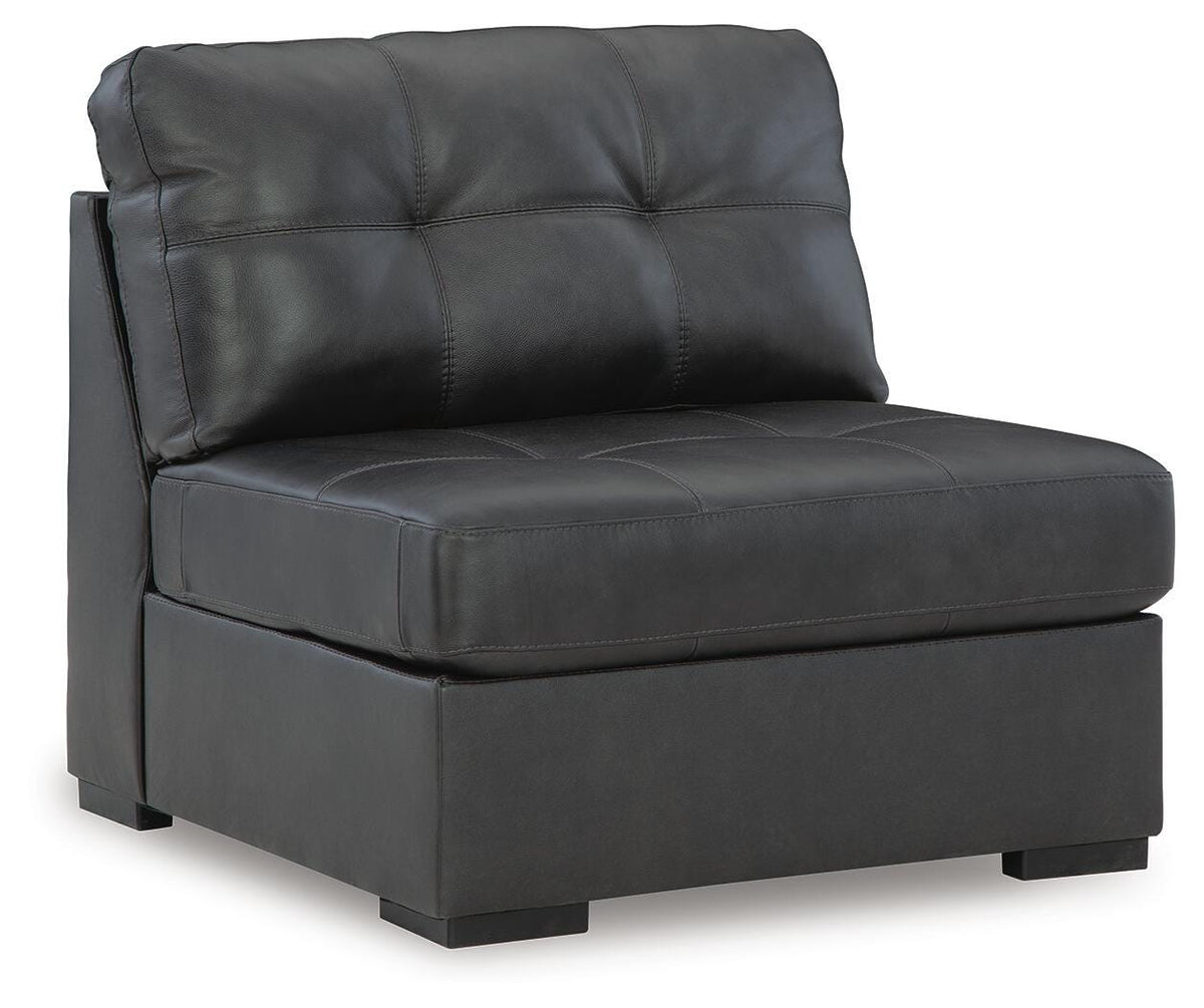 Brindley Fog 4-Piece Sectional with Ottoman — angled view