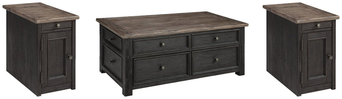 Tyler Grayish Brown/Black Coffee Table with 2 End Tables — product image 2