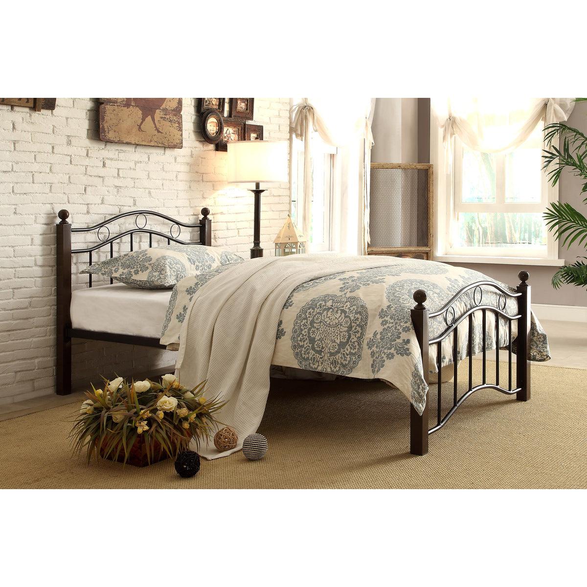 Averny Black Metal Twin Platform Bed headboard detail