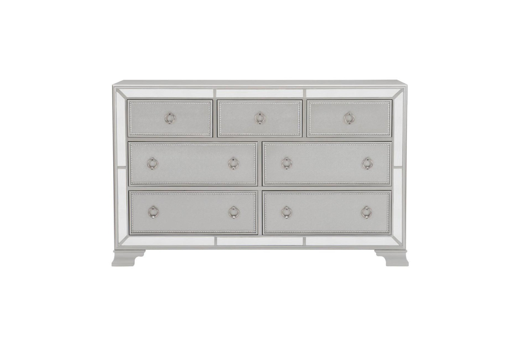 main view of Avondale Silver Upholstered Tufted Panel Bedroom Set bed