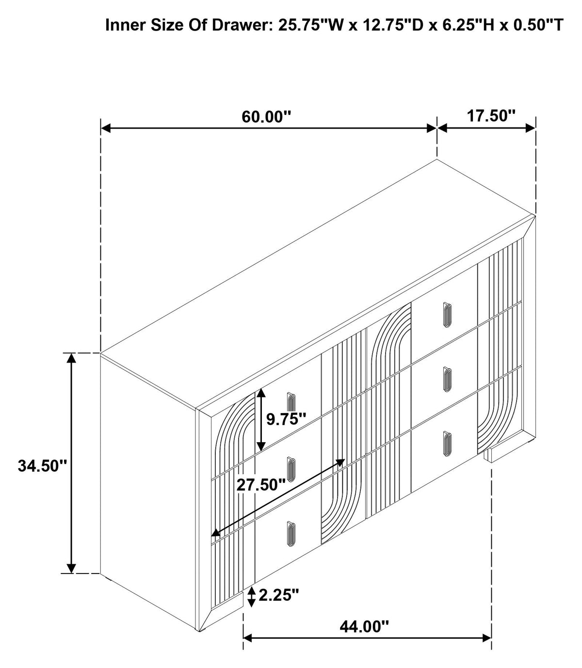 Etienne Walnut 6-Drawer Bedroom Dresser — product image 13