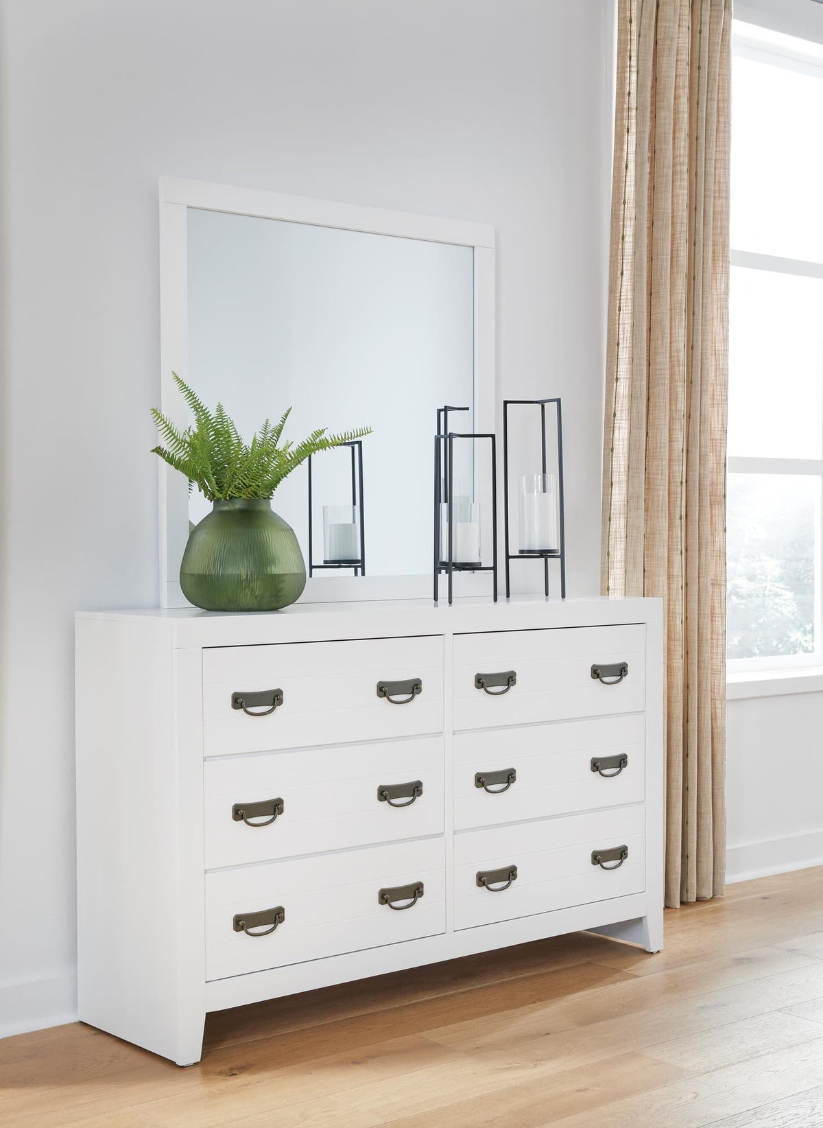 Binterglen White Dresser and Mirror — product view